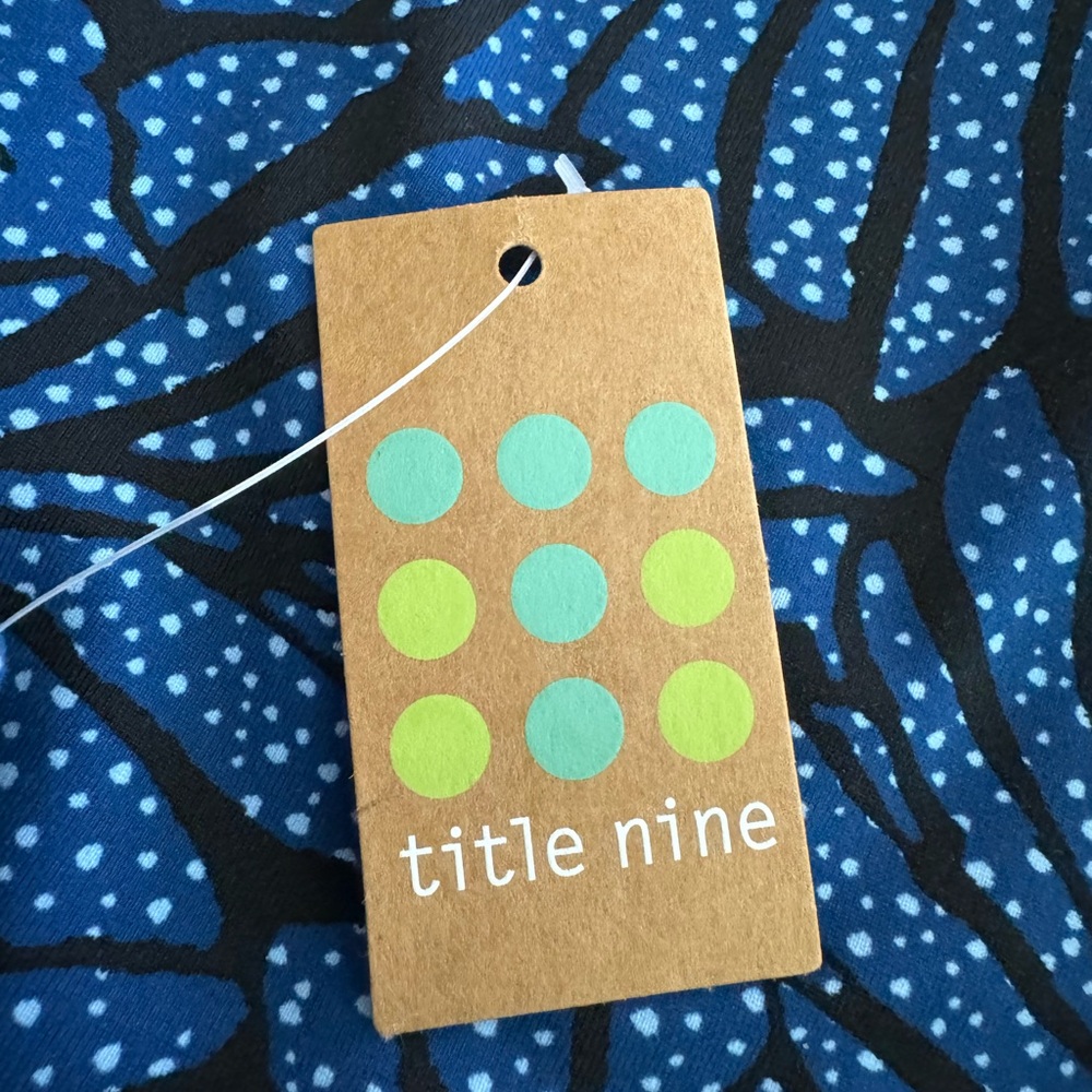 Title Nine Blue Leaf-Print Sleeveless Mini Dress - Picture 8 of 12
